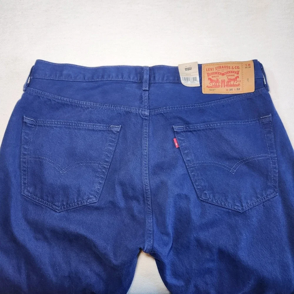 LEVI'S 501 Original Fit Straight Jeans Mens 36 x 32 Cobalt Blue Colorful NEW